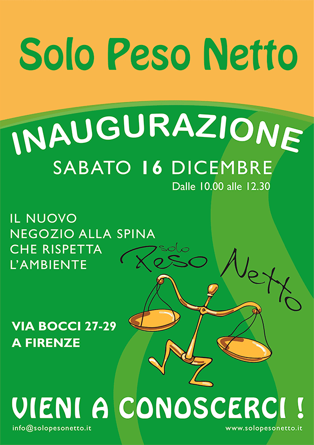 Volantino inaugurazione Solo Peso Netto Volantino inaugurazione Solo Peso Netto